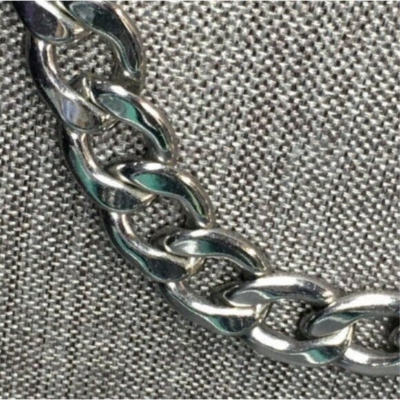 Express Statement Chain Necklace 16 In Silver Chunky Classic Timeless Lobster - Picture 2 of 8